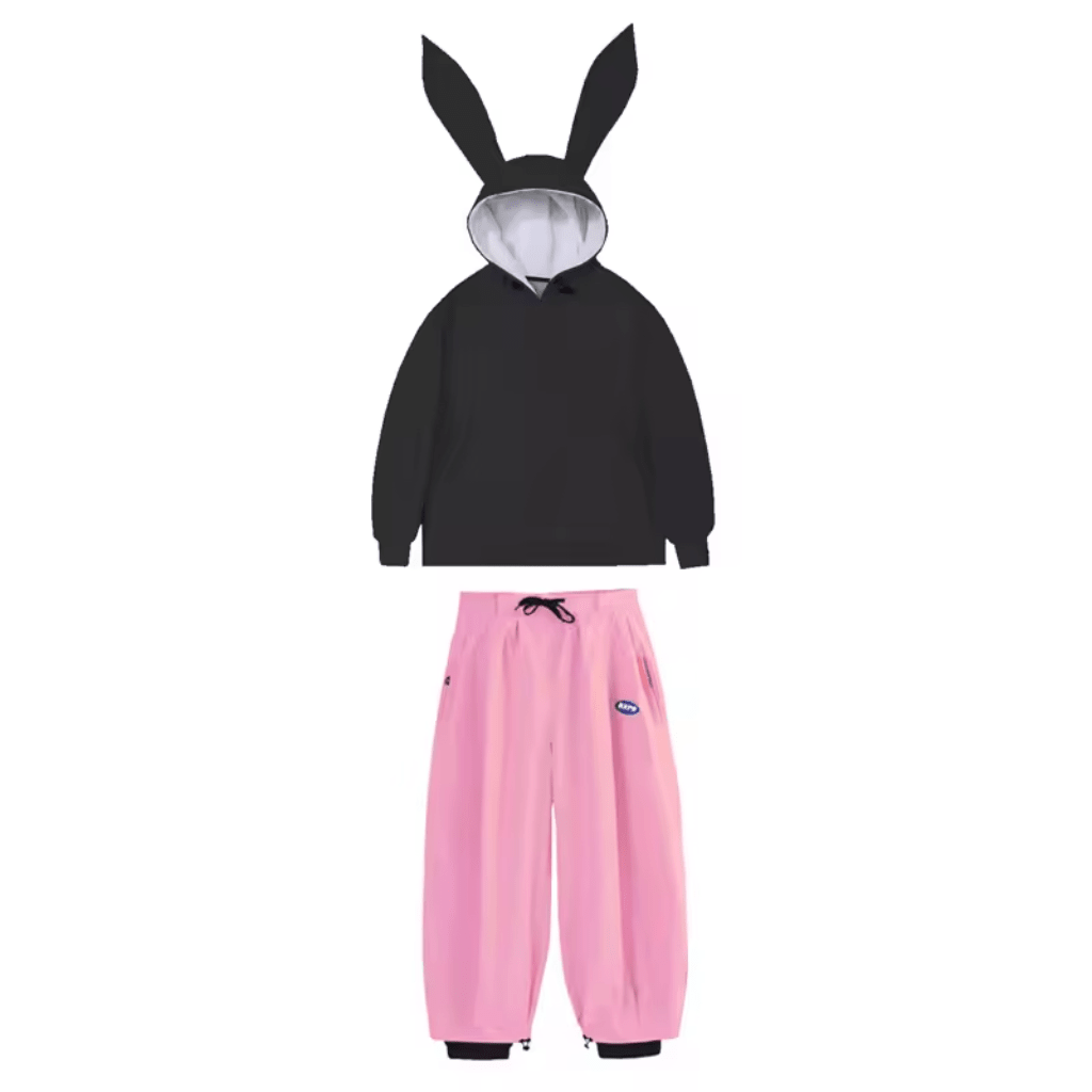 Damski Zestaw | Anorak z kapturem i spodnie z szerokimi nogawkami - Arkadya Outlet - Sets