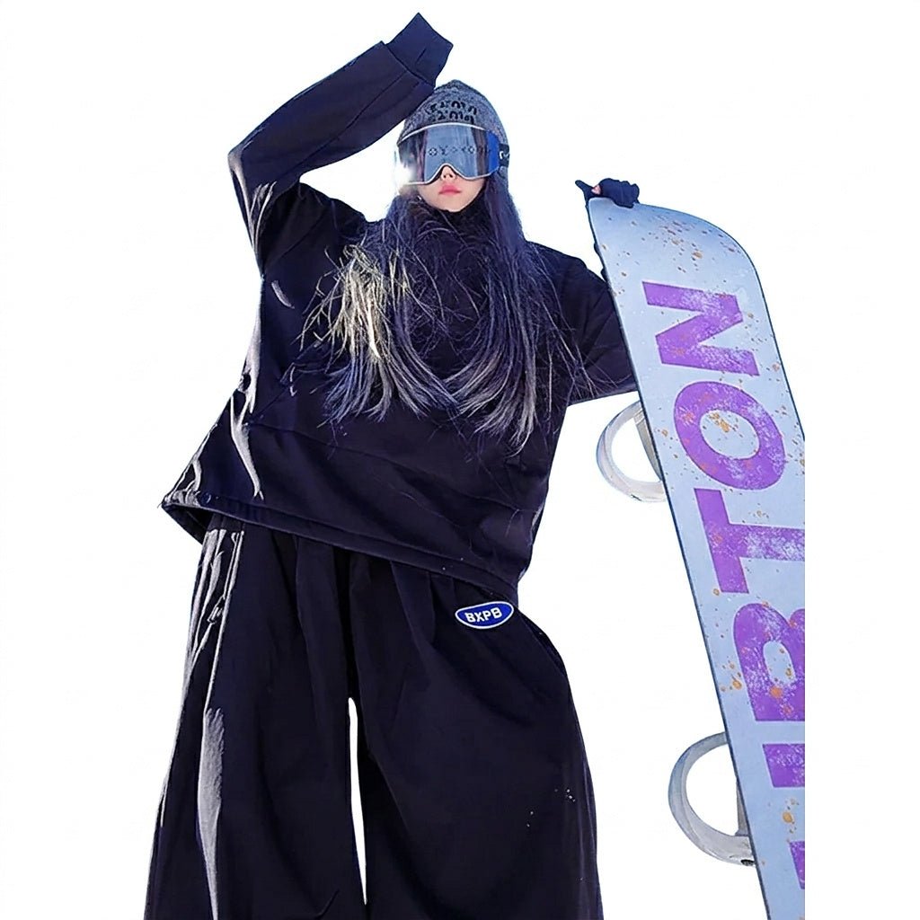 Damski Zestaw | Anorak z kapturem i spodnie z szerokimi nogawkami - Arkadya Outlet - Sets