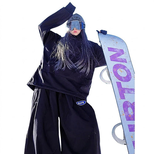 Damski Zestaw | Anorak z kapturem i spodnie z szerokimi nogawkami - Arkadya Outlet - Sets