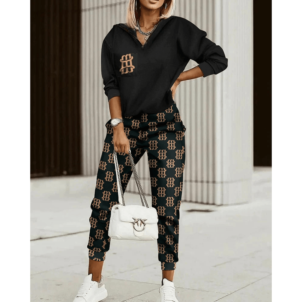 Damski Zestaw Dresowy | Bluza z Kapturem i Spodnie Joggery - Arkadya Outlet - Sets