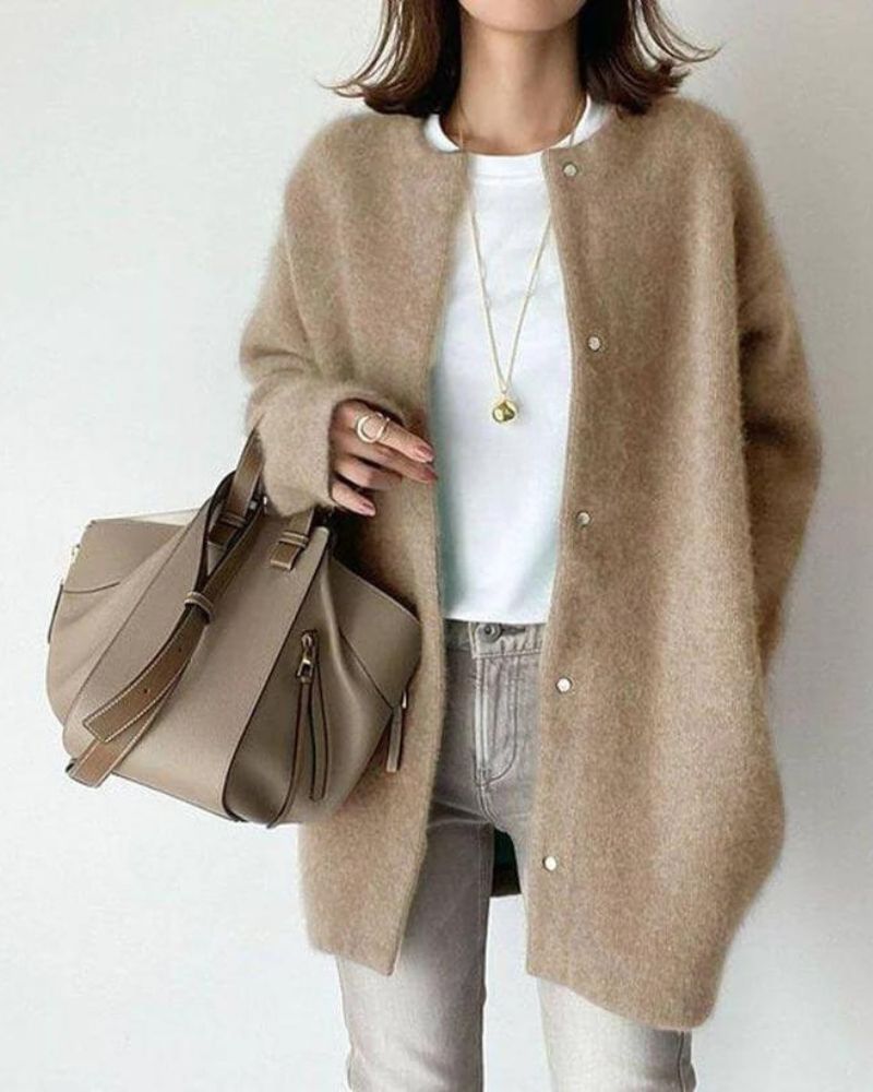 Damski Zestaw Sweter Kardigan | Otwarty Przód bez Zapięcia - Arkadya Outlet - Sets