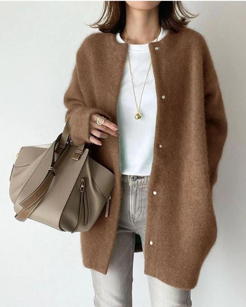 Damski Zestaw Sweter Kardigan | Otwarty Przód bez Zapięcia - Arkadya Outlet - Sets