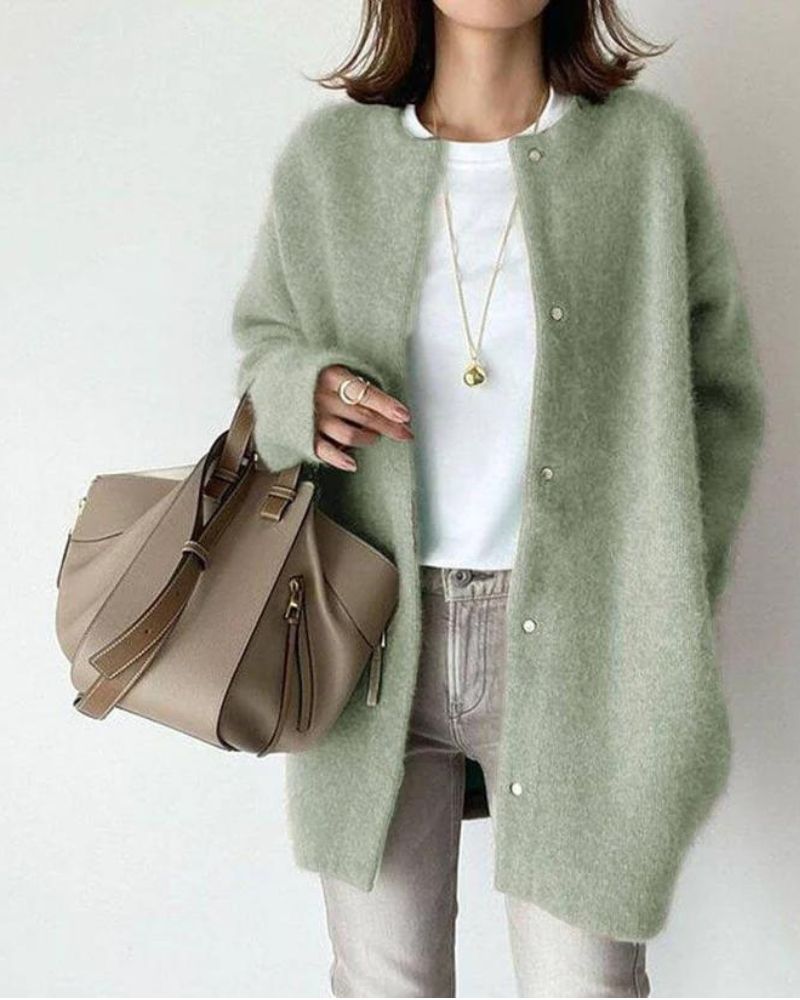 Damski Zestaw Sweter Kardigan | Otwarty Przód bez Zapięcia - Arkadya Outlet - Sets