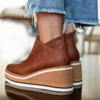 Damskie Botki Chelsea | Platforma i Boczny Zamek na Kostce - Arkadya Outlet - Boots