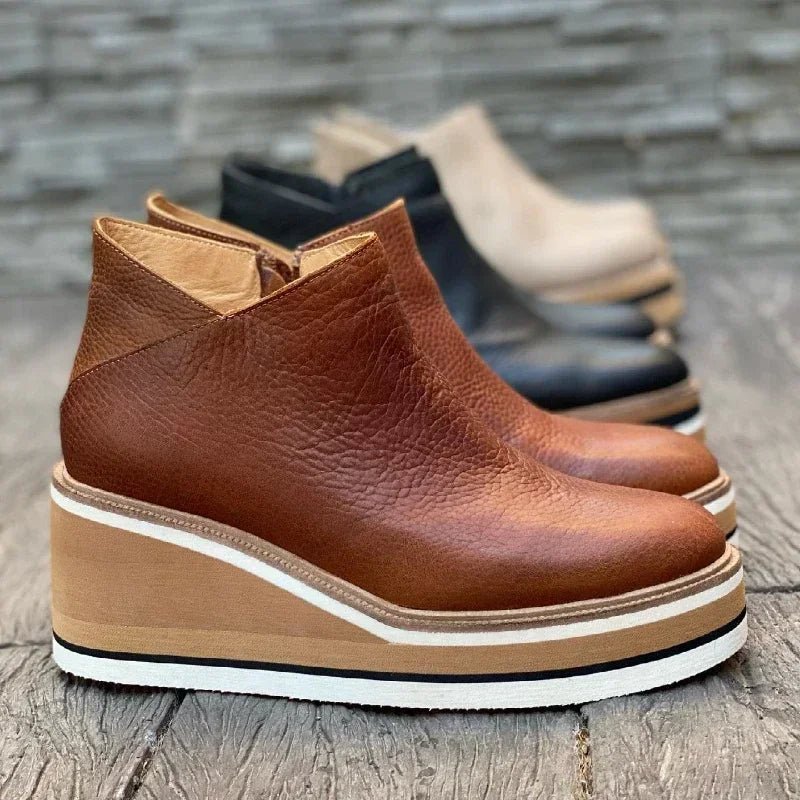 Damskie Botki Chelsea | Platforma i Boczny Zamek na Kostce - Arkadya Outlet - Boots