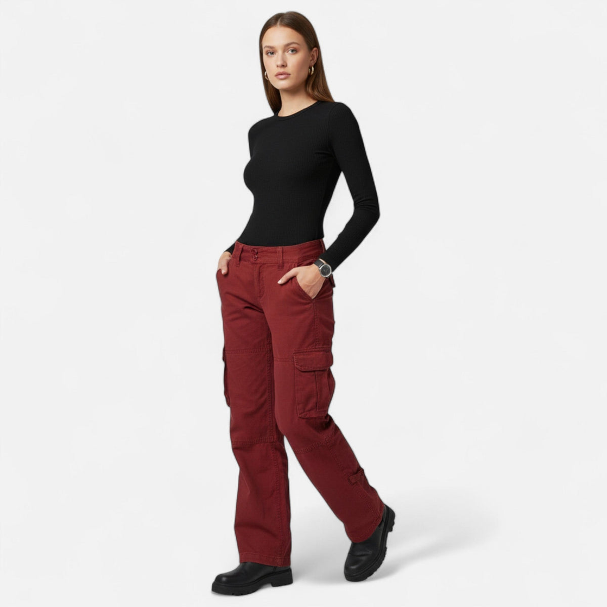 Damskie Spodnie Cargo | Szerokie Nogawki i Luźny Krój - Arkadya Outlet - Trousers