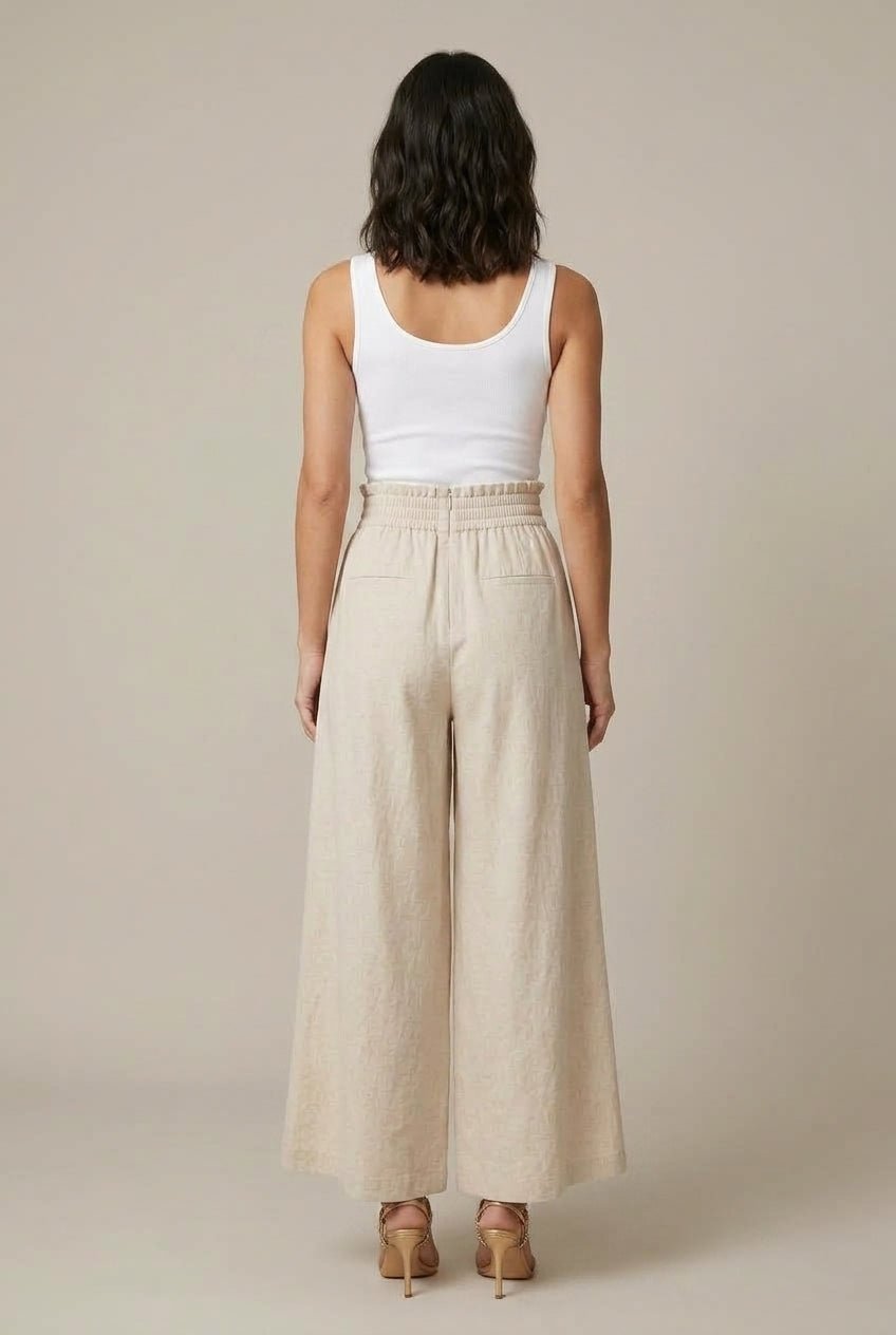 Damskie Spodnie Palazzo | Szerokie nogawki z troczkiem w pasie - Arkadya Outlet - Trousers