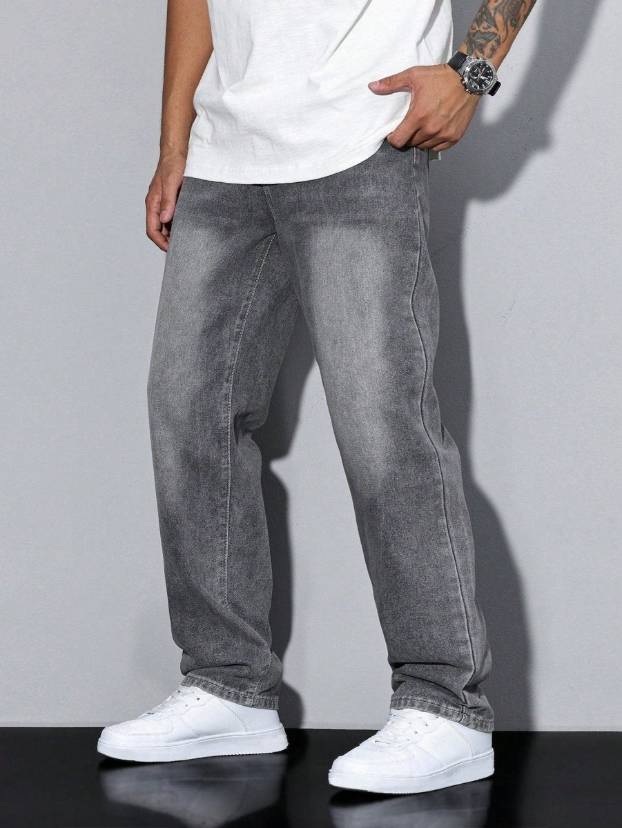 Dżinsy Męskie | Luźny krój z prostą nogawką i paskiem - Arkadya Outlet - Jeans