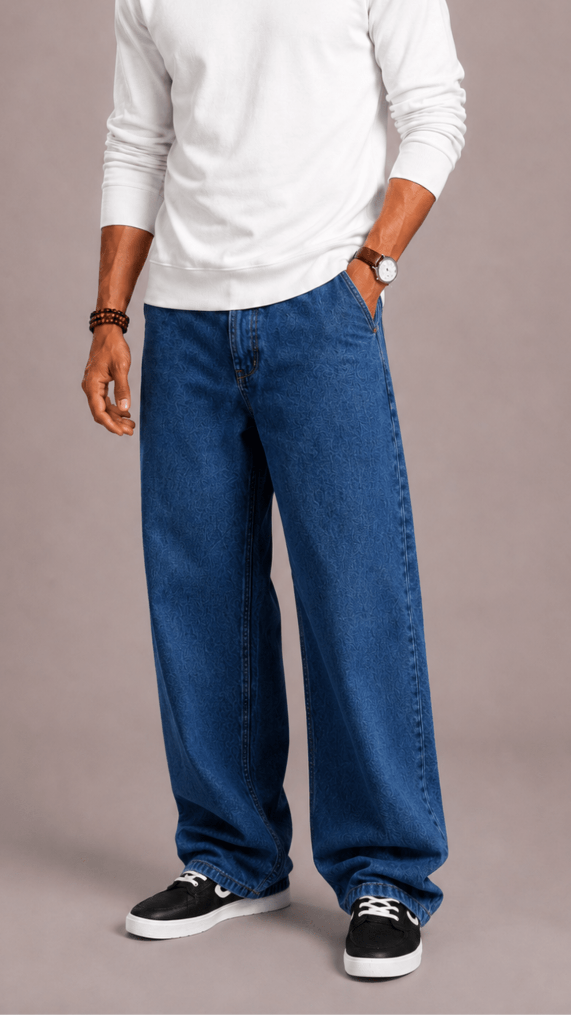 Dżinsy Męskie | Luźny Krój z Szerokimi Nogawkami i Pięcioma - Arkadya Outlet - Jeans