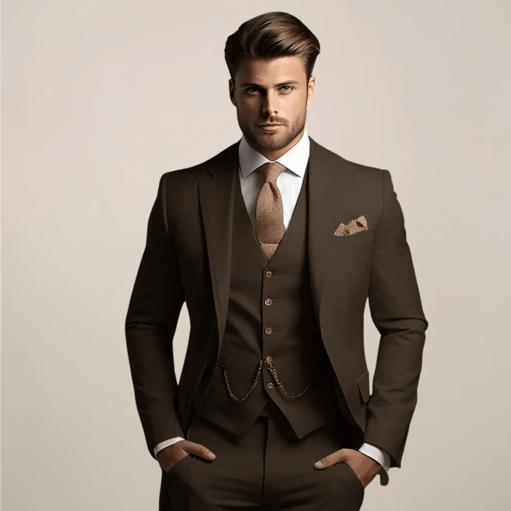 Garnitur Męski Trzyczęściowy | Krój Formalny na Ceremonie Ślubne - Arkadya Outlet - Suits