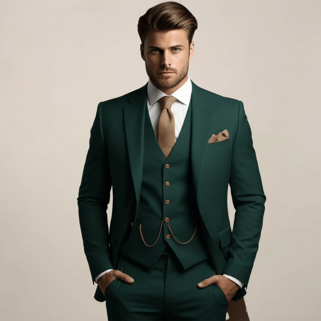 Garnitur Męski Trzyczęściowy | Krój Formalny na Ceremonie Ślubne - Arkadya Outlet - Suits