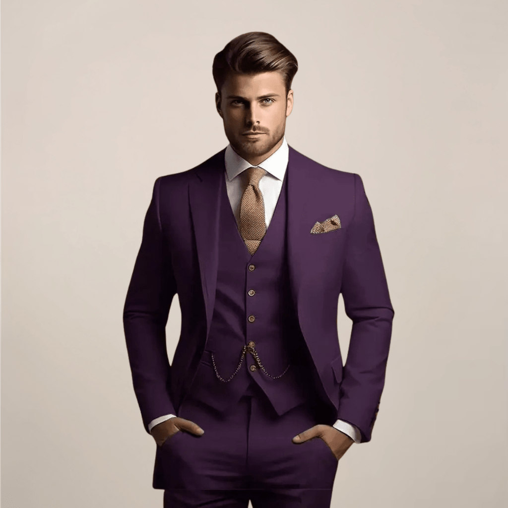 Garnitur Męski Trzyczęściowy | Krój Formalny na Ceremonie Ślubne - Arkadya Outlet - Suits
