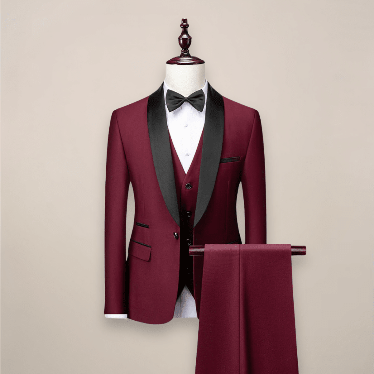 Garnitur Męski Trzyczęściowy | Smoking z Klapą Szalową i Kamizelką - Arkadya Outlet - Suits