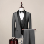 Garnitur Męski Trzyczęściowy | Smoking z Klapą Szalową i Kamizelką - Arkadya Outlet - Suits