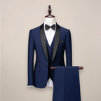 Garnitur Męski Trzyczęściowy | Smoking z Klapą Szalową i Kamizelką - Arkadya Outlet - Suits