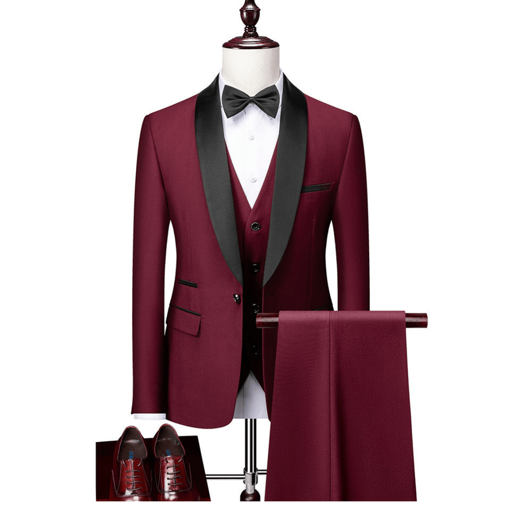 Garnitur męski trzyczęściowy z kołnierzem i kieszeniami - Arkadya Outlet - Men Suit
