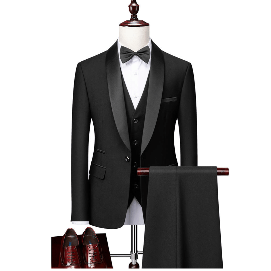 Garnitur męski trzyczęściowy z kołnierzem i kieszeniami - Arkadya Outlet - Men Suit