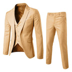 Garnitur trzyczęściowy męski krój slim formalny zestaw - Arkadya Outlet - Men Suit