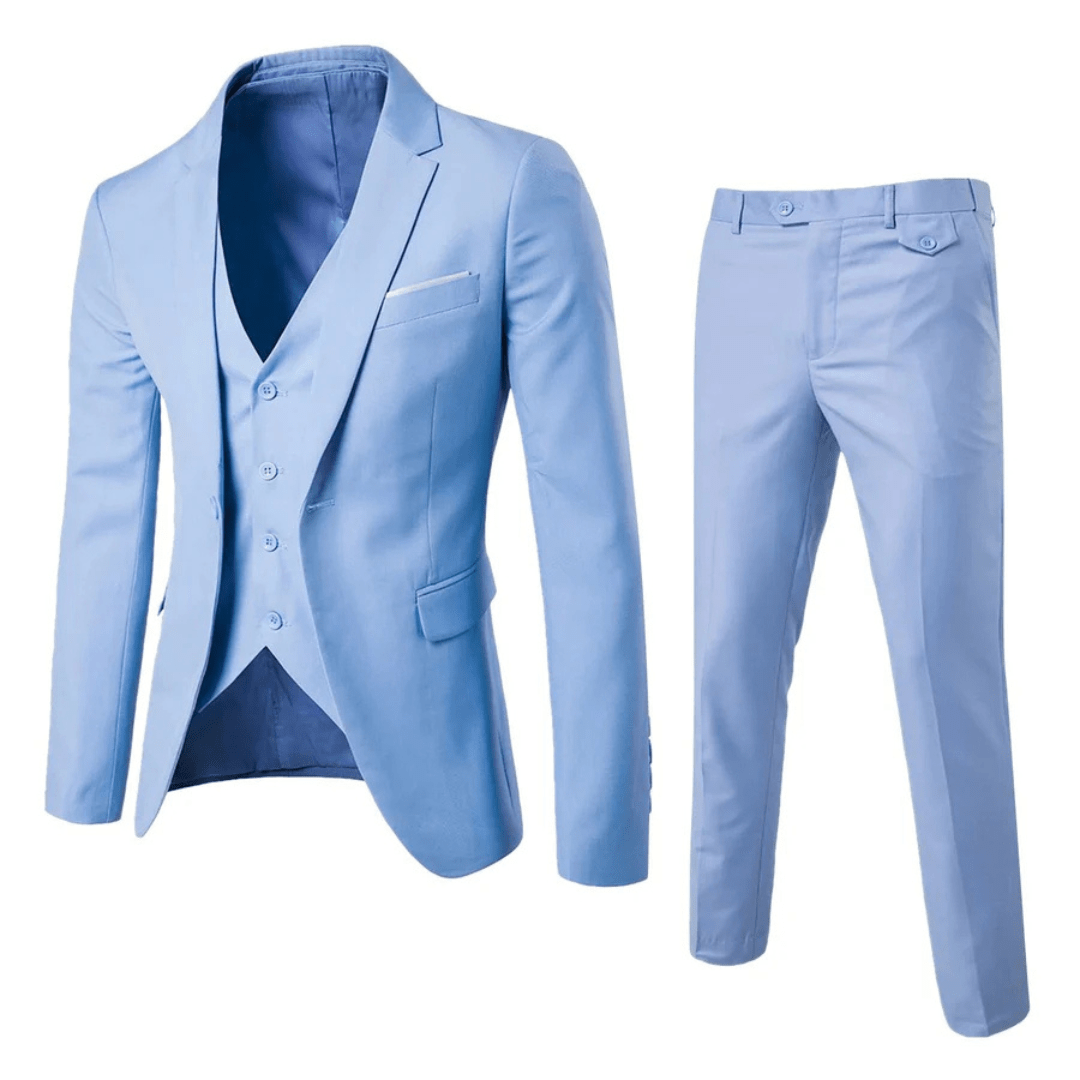 Garnitur trzyczęściowy męski krój slim formalny zestaw - Arkadya Outlet - Men Suit