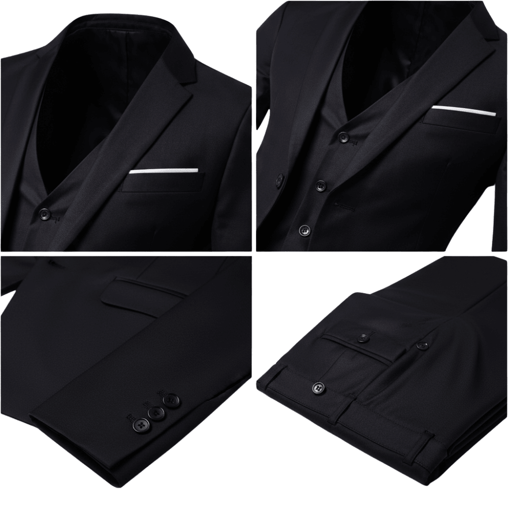 Garnitur trzyczęściowy męski krój slim formalny zestaw - Arkadya Outlet - Men Suit
