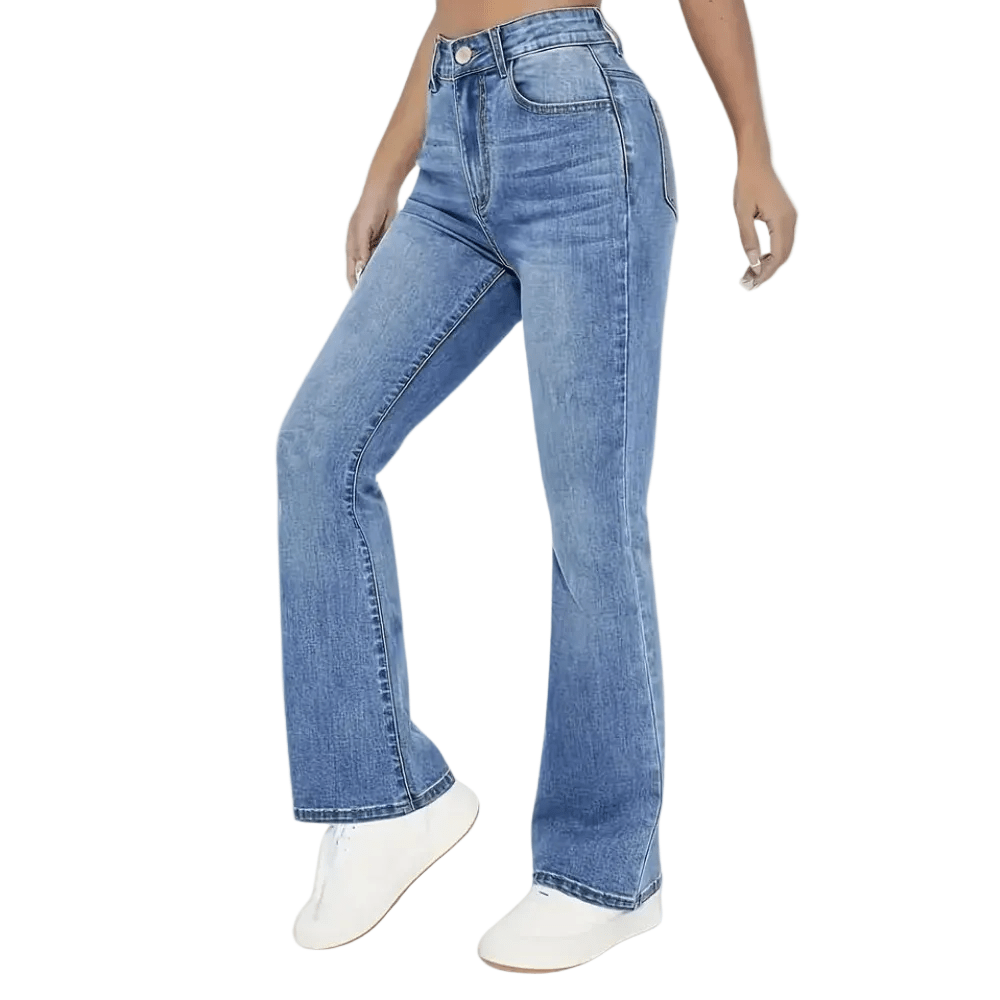 Jeansy damskie dzwony z wysokim stanem - Arkadya Outlet - Women Pants