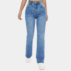 Jeansy damskie dzwony z wysokim stanem - Arkadya Outlet - Women Pants