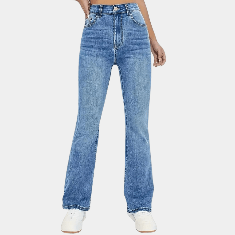 Jeansy damskie dzwony z wysokim stanem - Arkadya Outlet - Women Pants