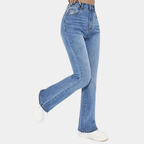 Jeansy damskie dzwony z wysokim stanem - Arkadya Outlet - Women Pants
