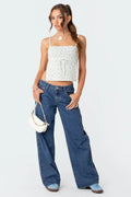 Jeansy damskie niski stan prosta nogawka - Arkadya Outlet - Women Pants