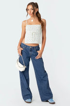Jeansy damskie niski stan prosta nogawka - Arkadya Outlet - Women Pants