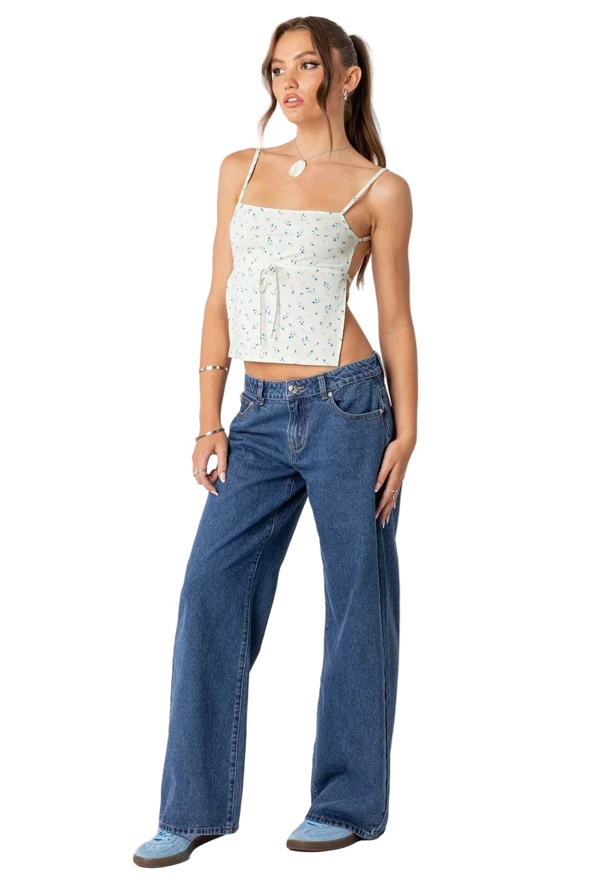 Jeansy damskie niski stan prosta nogawka - Arkadya Outlet - Women Pants