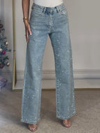 Jeansy damskie regularny krój prosta nogawka - Arkadya Outlet - Women Pants