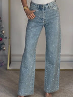 Jeansy damskie regularny krój prosta nogawka - Arkadya Outlet - Women Pants