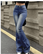 Jeansy damskie wysoki stan dopasowany krój - Arkadya Outlet - Women Pants