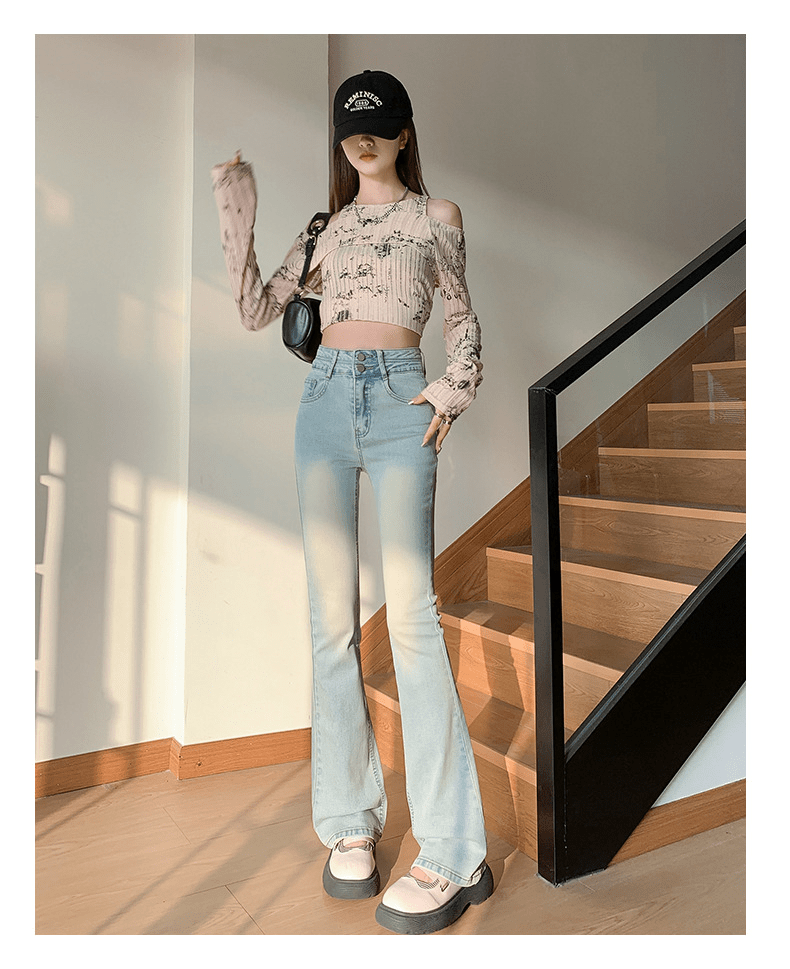 Jeansy damskie wysoki stan dopasowany krój - Arkadya Outlet - Women Pants
