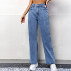 Jeansy damskie wysoki stan prosta nogawka - Arkadya Outlet - Women Pants