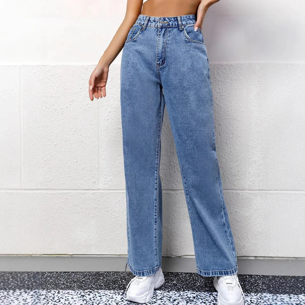 Jeansy damskie wysoki stan prosta nogawka - Arkadya Outlet - Women Pants