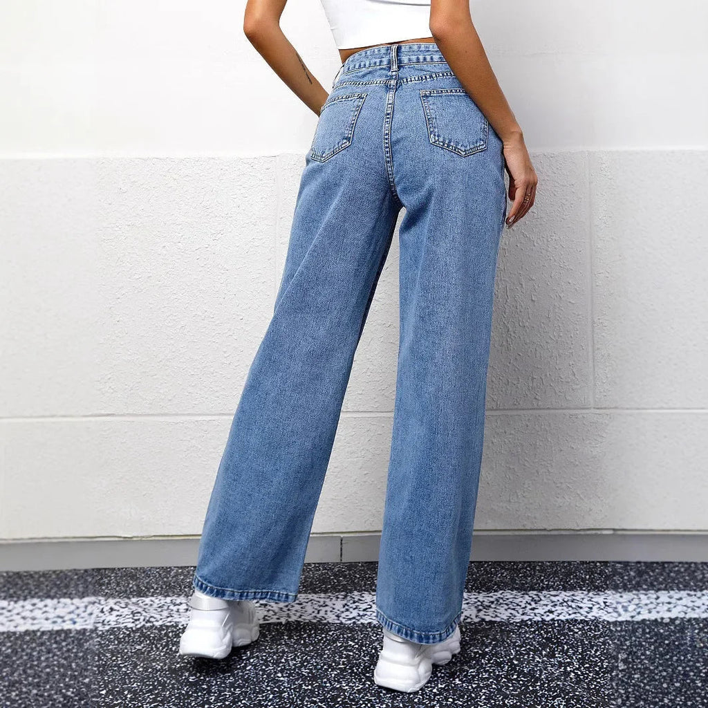 Jeansy damskie wysoki stan prosta nogawka - Arkadya Outlet - Women Pants