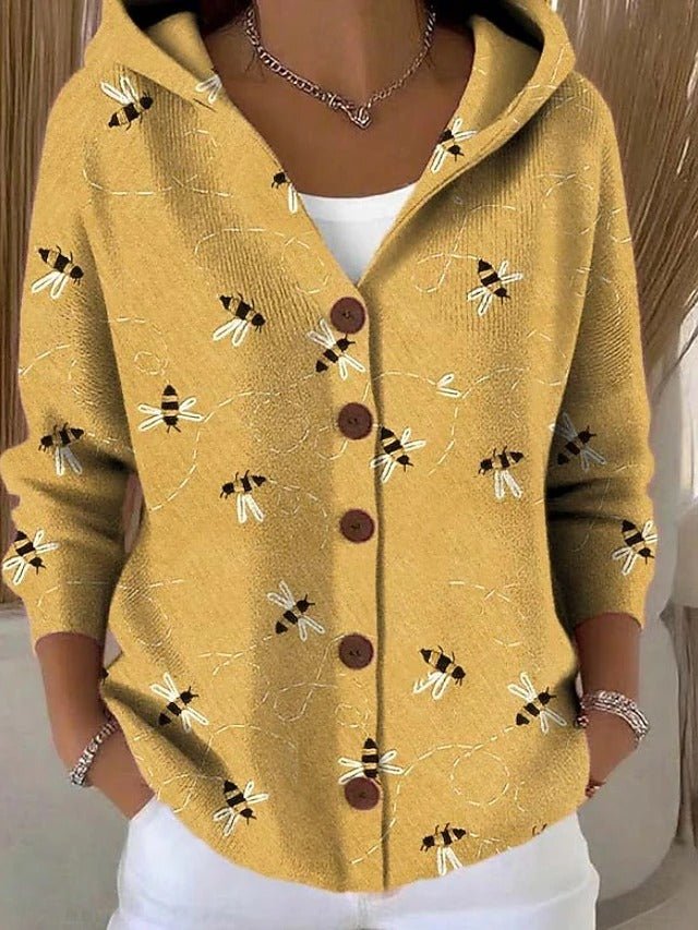 Kardigan Damski | Dekolt V i Guziki z Przodu, Krój Swobodny - Arkadya Outlet - Cardigans