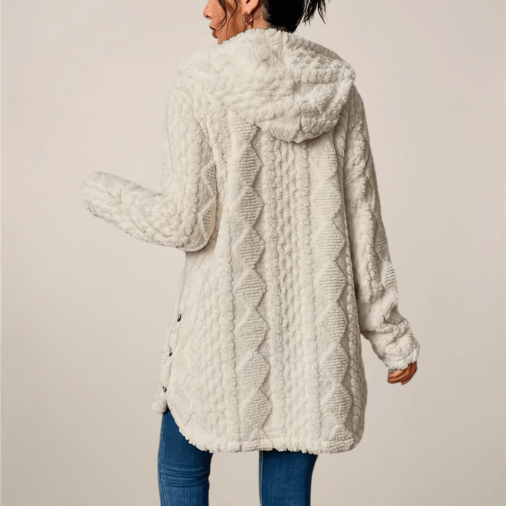 Kardigan damski długi z kapturem otwarty - Arkadya Outlet - Women Cardigan