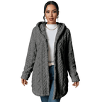Kardigan damski długi z kapturem otwarty - Arkadya Outlet - Women Cardigan