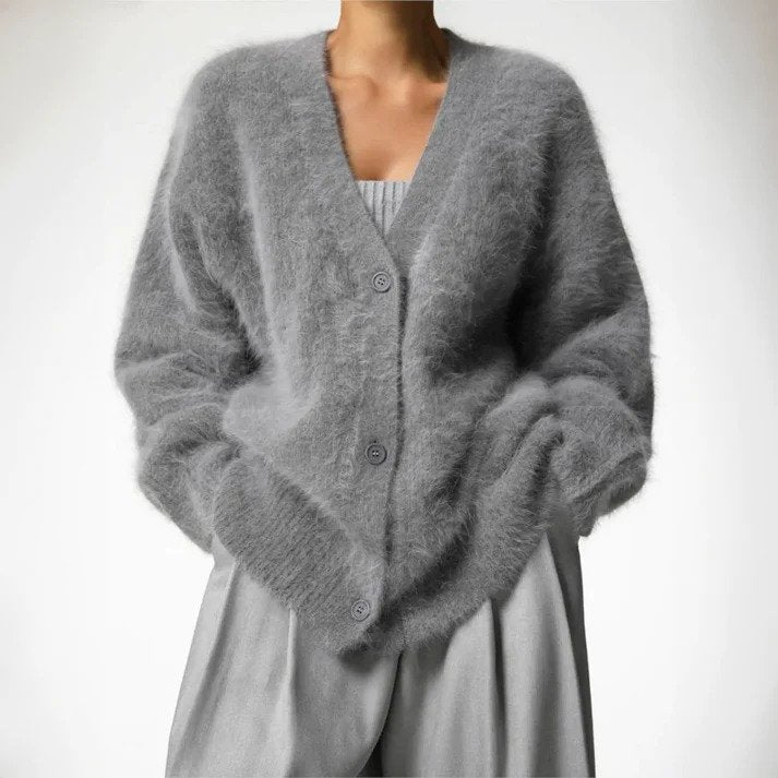 Kardigan Damski | Dzianinowy z Przedłużonym Tyłem i Długim Rękawem - Arkadya Outlet - Cardigans