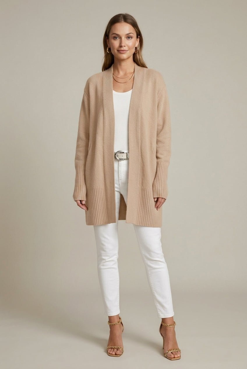 Kardigan Damski | Krój Relaxed z Szalowym Kołnierzem - Arkadya Outlet - Cardigans