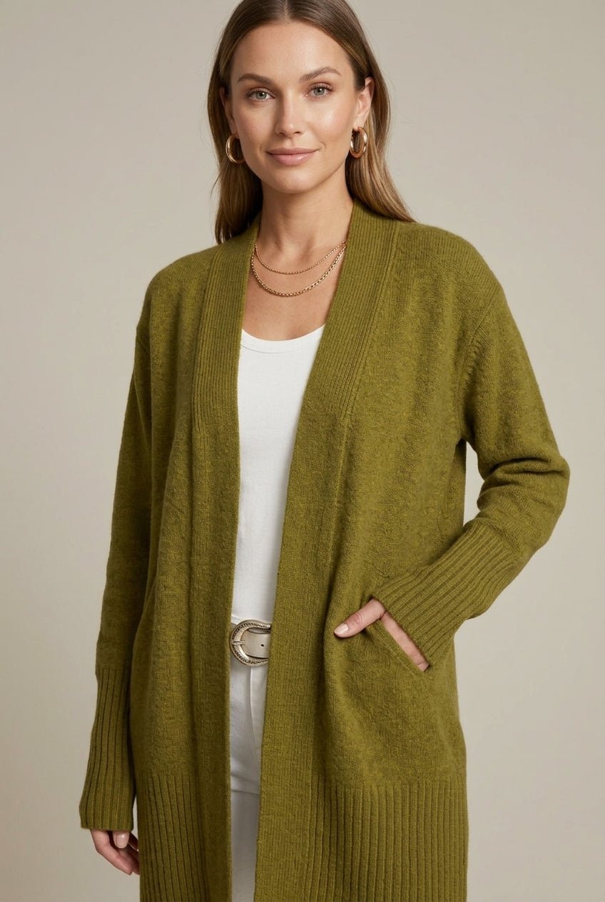Kardigan Damski | Krój Relaxed z Szalowym Kołnierzem - Arkadya Outlet - Cardigans