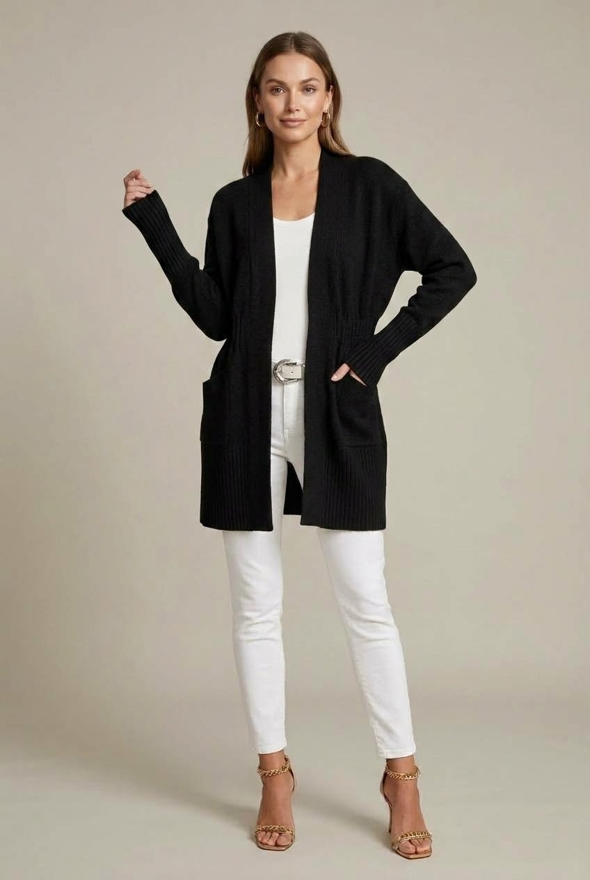 Kardigan Damski | Krój Relaxed z Szalowym Kołnierzem - Arkadya Outlet - Cardigans
