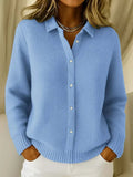 Kardigan Damski | Luźny krój z fakturą waflową i guzikami - Arkadya Outlet - Cardigans