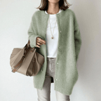 Kardigan Damski | Luźny krój z okrągłym dekoltem i kieszeniami - Arkadya Outlet - Cardigans