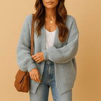 Kardigan Damski | Luźny krój z otwartym przodem bez zapięcia - Arkadya Outlet - Cardigans