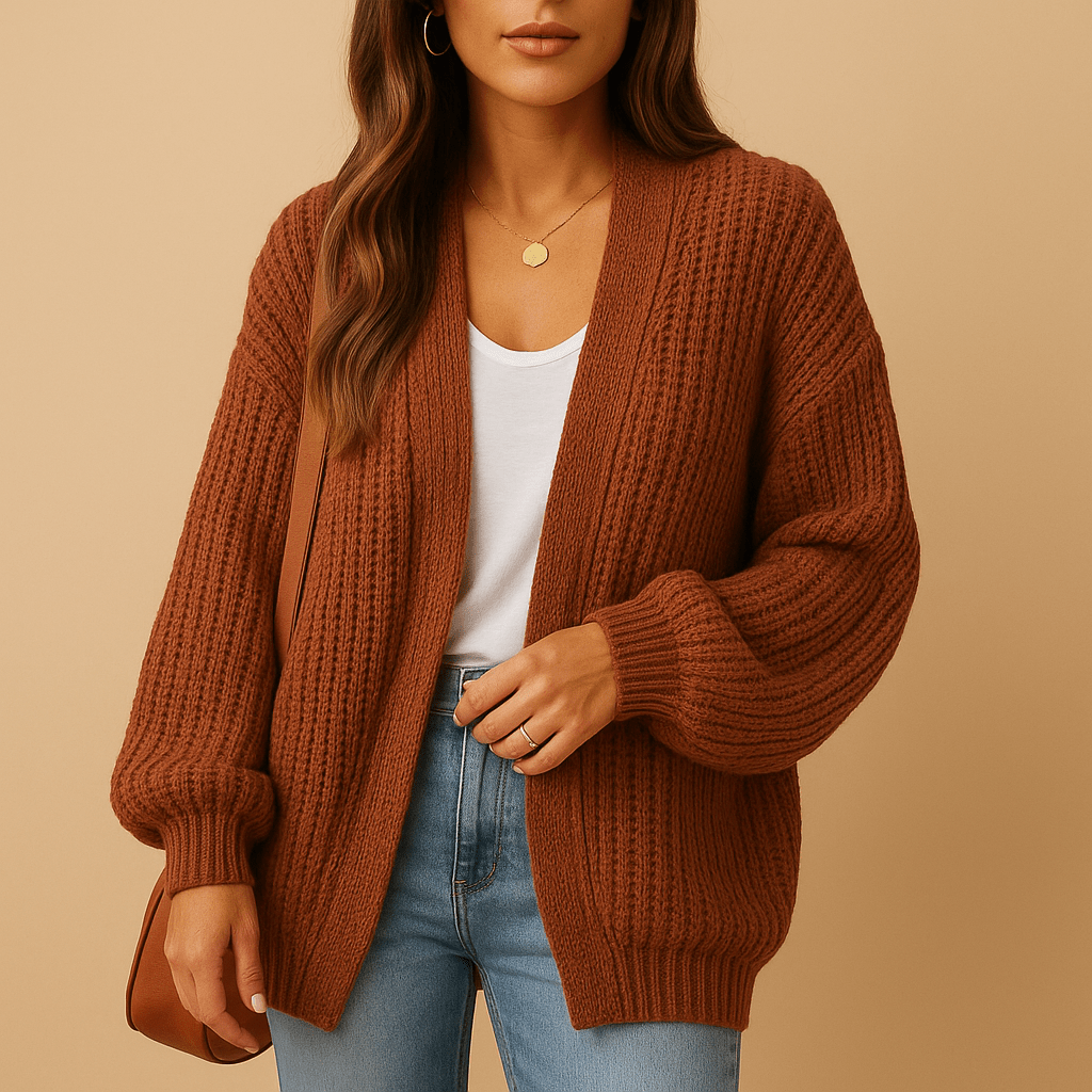 Kardigan Damski | Luźny krój z otwartym przodem bez zapięcia - Arkadya Outlet - Cardigans