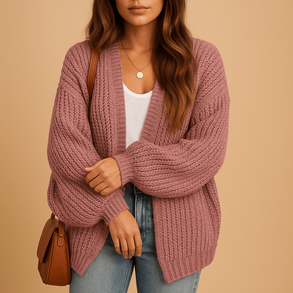 Kardigan Damski | Luźny krój z otwartym przodem bez zapięcia - Arkadya Outlet - Cardigans